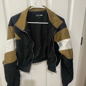 Fashion Nova Black and Olive Jacket with White Accents
